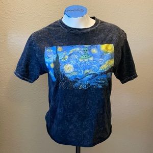 Starry Night alien invasion crop T shirt